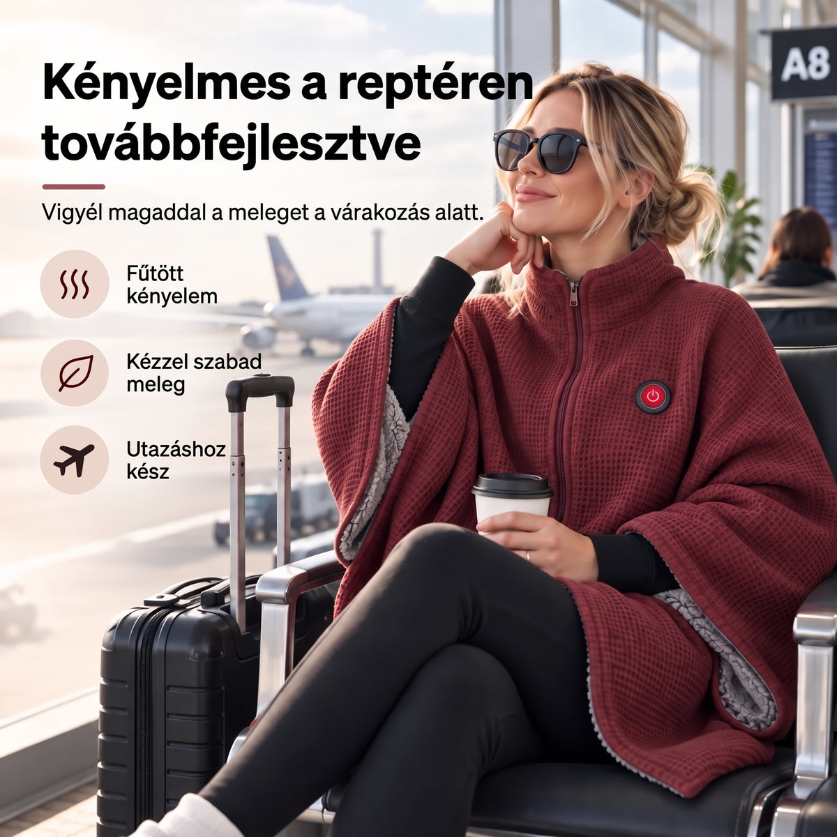 🔥 Viselhető elektromos melegítő takaró – 15 mp alatt felmelegszik, 3 hőfokozat, USB-csatlakozás 🔥 Könnyű, nem csúszkál le, és szabadon hagyja a kezed – otthonra, irodába és utazáshoz 🛋️