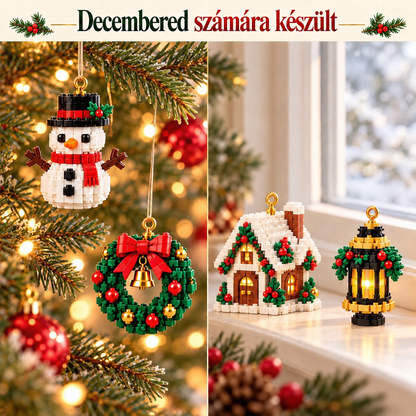 🎅 24 napos karácsonyi adventi naptár építőkockás díszekkel | 24 különböző, felakasztható ünnepi figura karácsonyfára, koszorúra és szezonális dekorációhoz 🧱