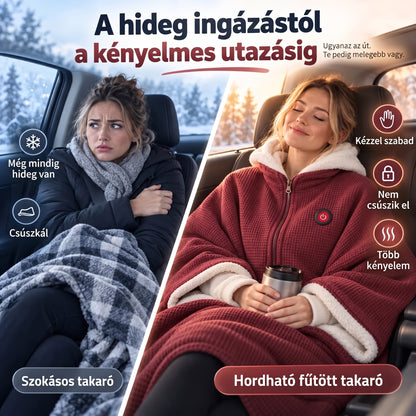 🔥 Viselhető elektromos melegítő takaró – 15 mp alatt felmelegszik, 3 hőfokozat, USB-csatlakozás 🔥 Könnyű, nem csúszkál le, és szabadon hagyja a kezed – otthonra, irodába és utazáshoz 🛋️