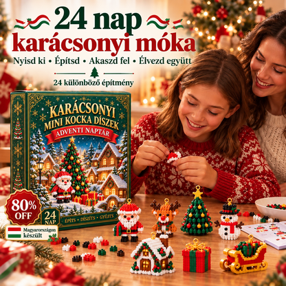 🎅 24 napos karácsonyi adventi naptár építőkockás díszekkel | 24 különböző, felakasztható ünnepi figura karácsonyfára, koszorúra és szezonális dekorációhoz 🧱