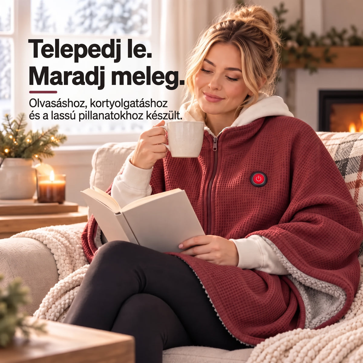 🔥 Viselhető elektromos melegítő takaró – 15 mp alatt felmelegszik, 3 hőfokozat, USB-csatlakozás 🔥 Könnyű, nem csúszkál le, és szabadon hagyja a kezed – otthonra, irodába és utazáshoz 🛋️